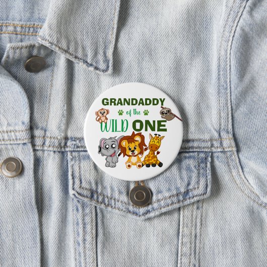 Cute Wild One Jungle Safari Zoo Animal Grandaddy Button (Beispiel)