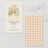 Cute Wild One Safari Animals Diaper Raffle  Begleitkarte (Vorne/Hinten)