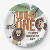 Cute Wild One Safari Animals First Birthday Party Pappteller (Vorderseite)
