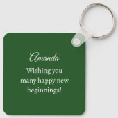 Cute Wild Rabbit Photo Dark Green Happy Spring Schlüsselanhänger (Rückseite)