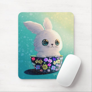 Cute Wildlife Of Spring Guardian: Bunny in Bloom  Mousepad