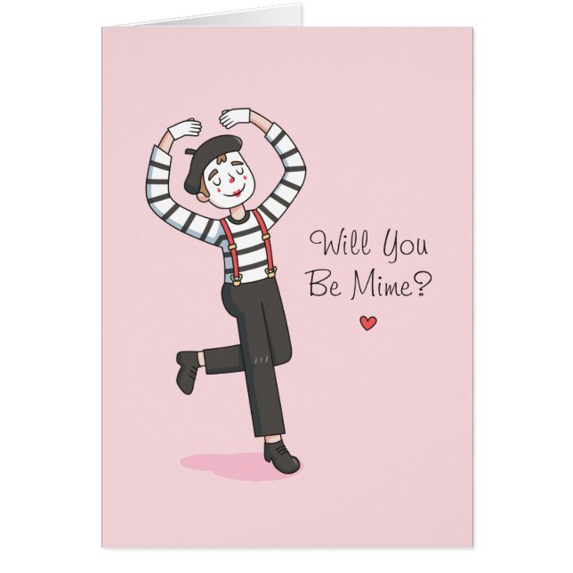 Cute Will You Be Mime Funny Valentines Day (Vorne)
