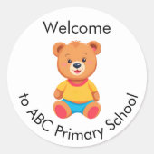 Cute Willkommen bei Teddy Bärenkindern der Grundsc Runder Aufkleber (Vorderseite)