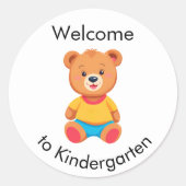 Cute Willkommen im Kindergarten Teddy Bären Kinder Runder Aufkleber (Vorderseite)