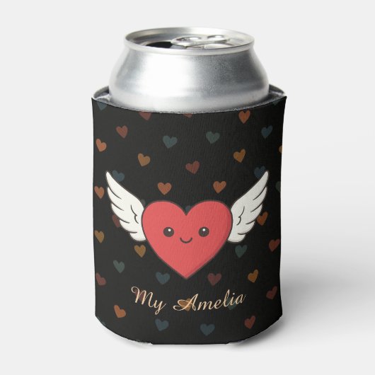 Cute Winged Heart Can Cooler – Valentine Gift Dosenkühler (Kanne Vorderseite)