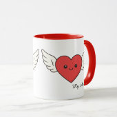 Cute Winged Heart Love Mug – Valentine’s Day Gift Tasse (VorderseiteRechts)