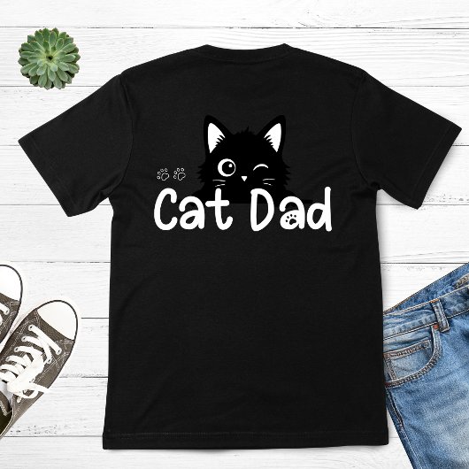 Cute Winking Black Cat Dad T-Shirt