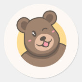 Cute Winking Cartoon Bear Avatar Vector Illustrat Runder Aufkleber (Vorderseite)