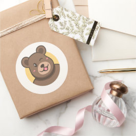  Cute Winking Cartoon Bear Avatar Vector Illustrat Runder Aufkleber