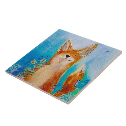 Cute Winking Fox Ceramic Tile Fliese (Seite)
