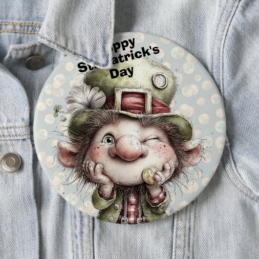 Cute Winking Leprechaun  Button (Beispiel)