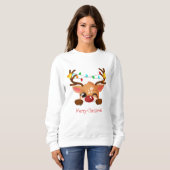 Cute Winking Reindeer Christmas Lights Sweatshirt (Vorne ganz)