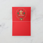 Cute Winking Reindeer Happy Holidays Christmas Car Dankeskarte (Innenseite)