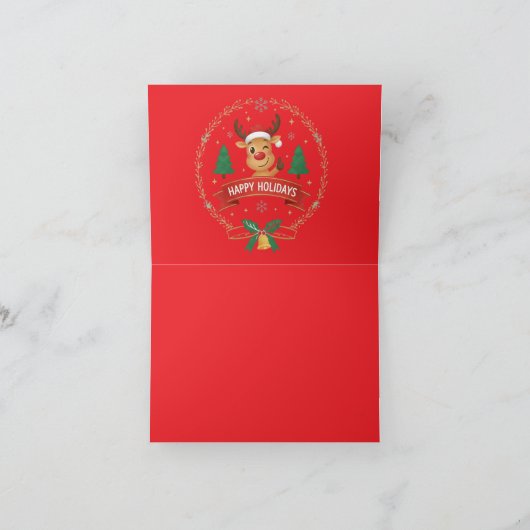 Cute Winking Reindeer Happy Holidays Christmas Car Dankeskarte (Innenseite)