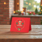 Cute Winking Reindeer Happy Holidays Christmas Car Dankeskarte