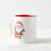 Cute Winking Santa Claus Christmas Lights Mug Zweifarbige Tasse (Vorderseite Links)