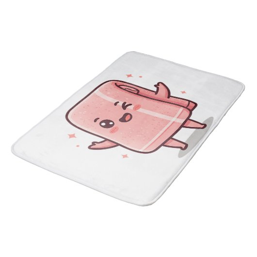 Cute Winking Towel Cartoon Badematte (Schrägansicht)