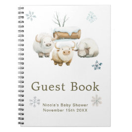 Cute Winter Arctic Cow Baby Shower Guest Book Notizblock