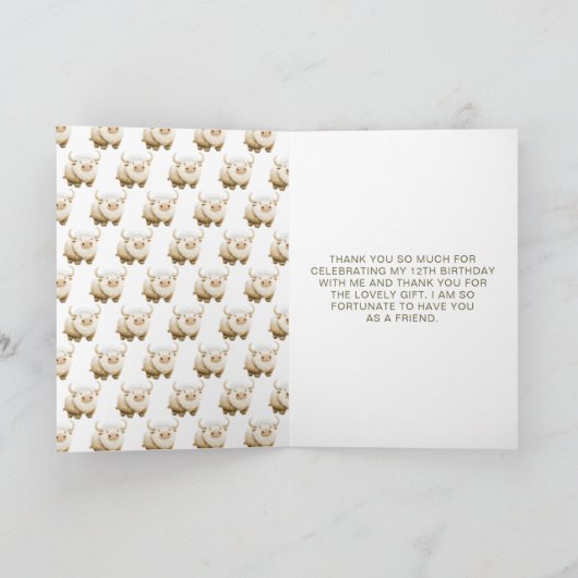 Cute Winter Arctic Cow Birthday Dankeskarte (Innenseite)