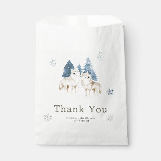 Cute Winter Arctic Wolf Baby Shower Geschenktütchen (Vorderseite)