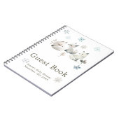 Cute Winter Arctic Wolf Baby Shower Guest Book Notizblock (Linke Seite)