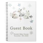 Cute Winter Arctic Wolf Baby Shower Guest Book Notizblock (Vorderseite)
