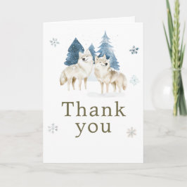 Cute Winter Arctic Wolf Birthday Party Dankeskarte