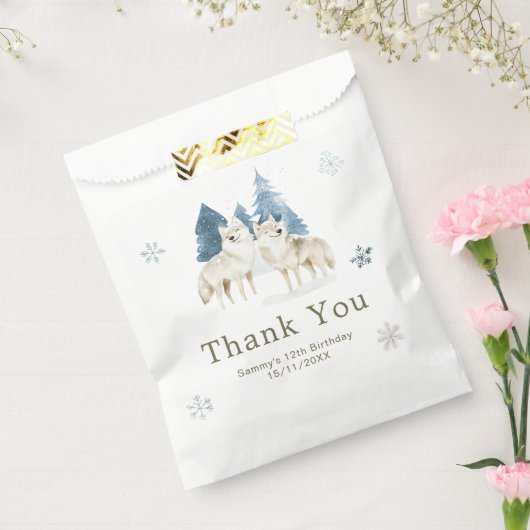 Cute Winter Arctic Wolf Birthday Party Geschenktütchen (Versiegelt)