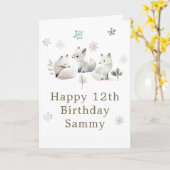 Cute Winter Arctic Wolf Birthday Party Karte (Gelbe Blume)