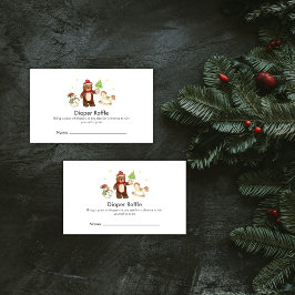 Cute Winter Bear Snowman Diaper Raffle Baby Shower Begleitkarte