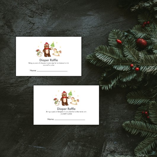 Cute Winter Bear Snowman Diaper Raffle Baby Shower Begleitkarte