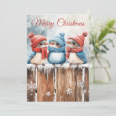 Cute Winter Birds Christmas Cards Feiertagskarte (Stehend Vorderseite)