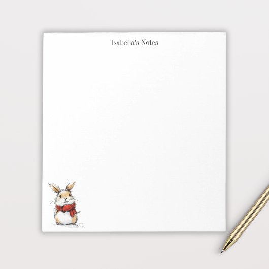 Cute Winter Bunny Sketch Illustration Notizblock