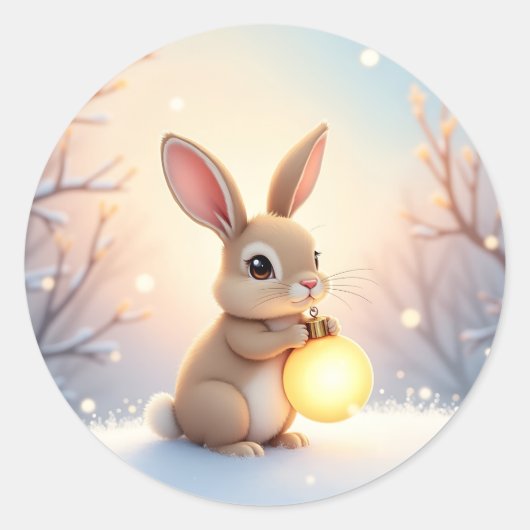 Cute Winter Bunny Sticker (Vorderseite)