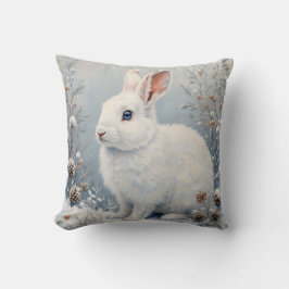 Cute Winter Bunny – White Rabbit with Blue Eyes Kissen