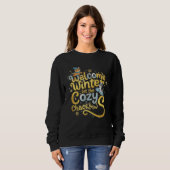 Cute Winter Cat and Dog "Welcome Winter" Cozy Chao Sweatshirt (Vorne ganz)