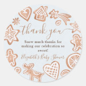 Cute winter Christmas cookie baby shower thank Runder Aufkleber (Vorderseite)
