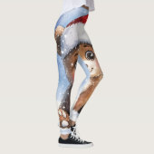 Cute Winter Christmas Santa Bear Cub Watercolor  Leggings (Rechts)
