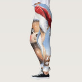 Cute Winter Christmas Santa Bear Cub Watercolor  Leggings (Links)