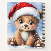Cute Winter Christmas Santa Bear Cub Watercolor Notizblock (Rückseite)