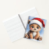 Cute Winter Christmas Santa Bear Cub Watercolor  Notizblock (Innenseite)