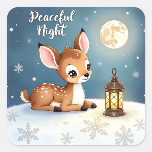 Cute Winter Deer Sticker (Vorderseite)