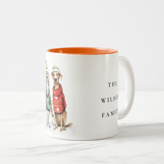 Cute Winter Dogs Sweater Furry & Bright Christmas Zweifarbige Tasse (VorderseiteRechts)