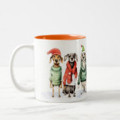 Cute Winter Dogs Sweater Furry & Bright Christmas Zweifarbige Tasse (Links)