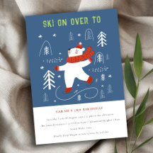 Cute Winter Forest Bear Ski Any Age Kids Birthday