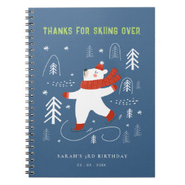 Cute Winter Forest Bear Ski Kids Guestbook Notizblock