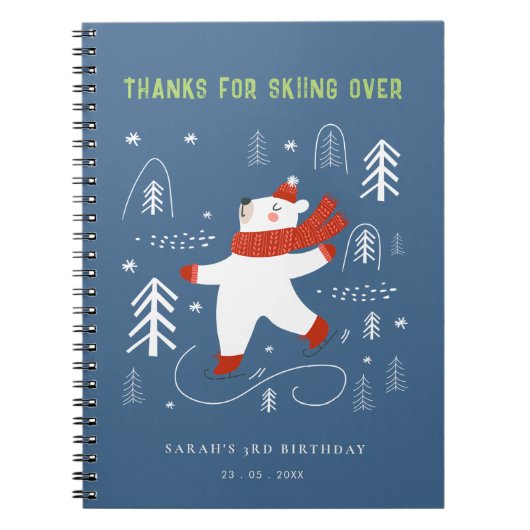 Cute Winter Forest Bear Ski Kids Guestbook Notizblock (Vorderseite)