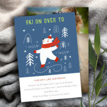 Cute Winter Forest Bear Ski Photo Kids Birthday