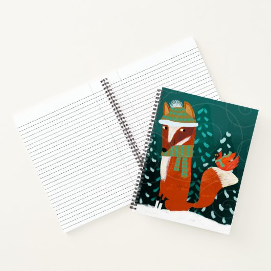 Cute Winter Fox and Cardinal Notebook Notizblock (Innenseite)