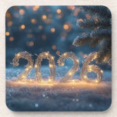 cute winter fox new year 2026 coasters getränkeuntersetzer (Vorderseite)